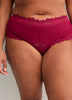 Red Microfibre Brief with Wide Lace Waistband - Déesse