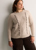 Beige Cable Knit Crew-Neck Sweater