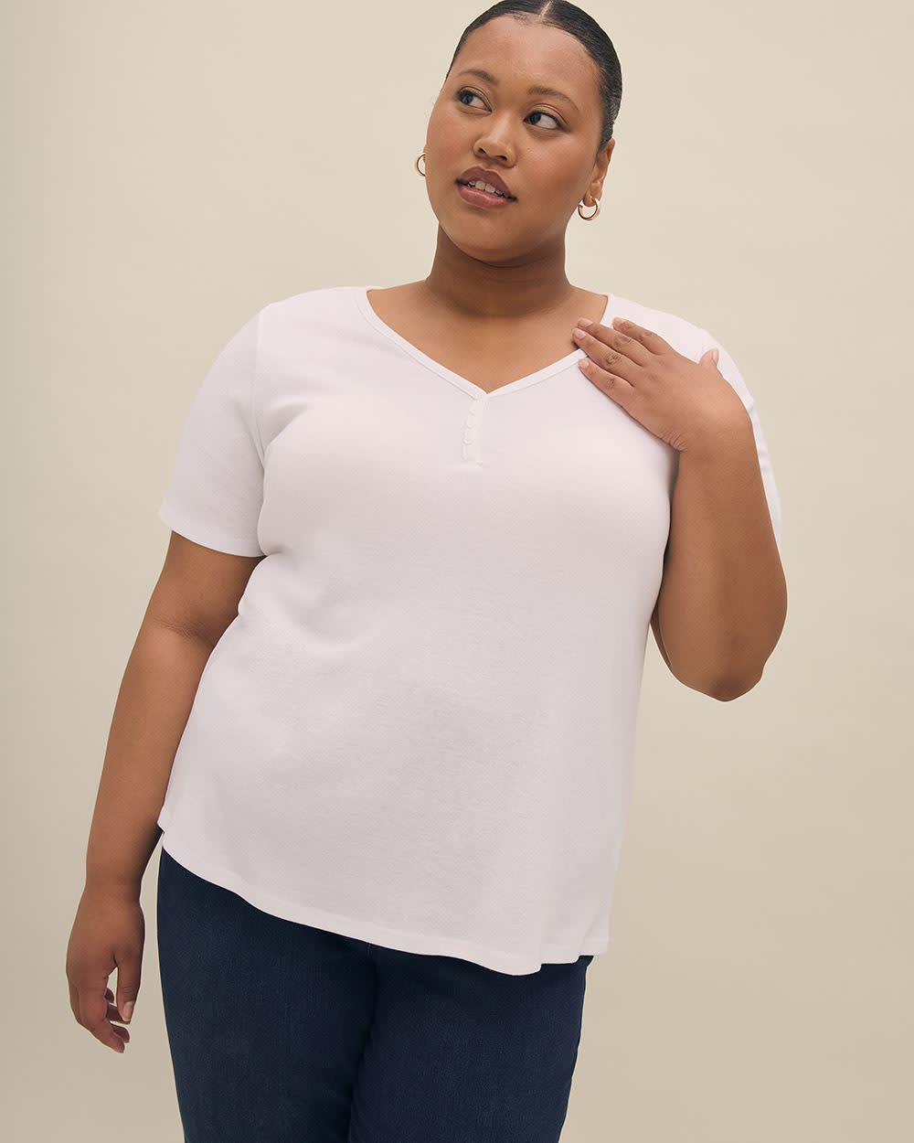 T-shirt côtelé, coupe girlfriend - Essentiels PENN.