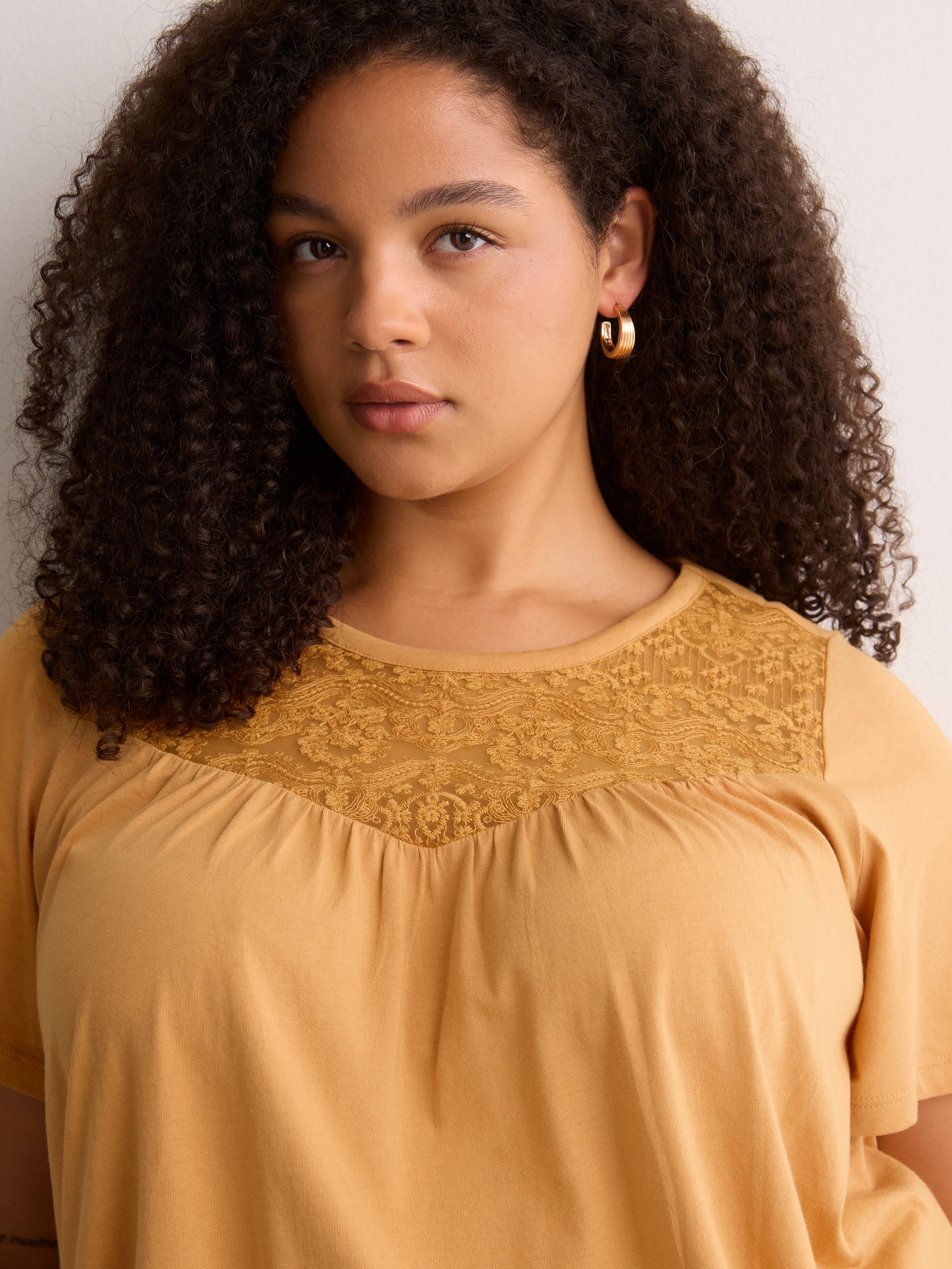 Slight Swing Top with Embroidered Yoke