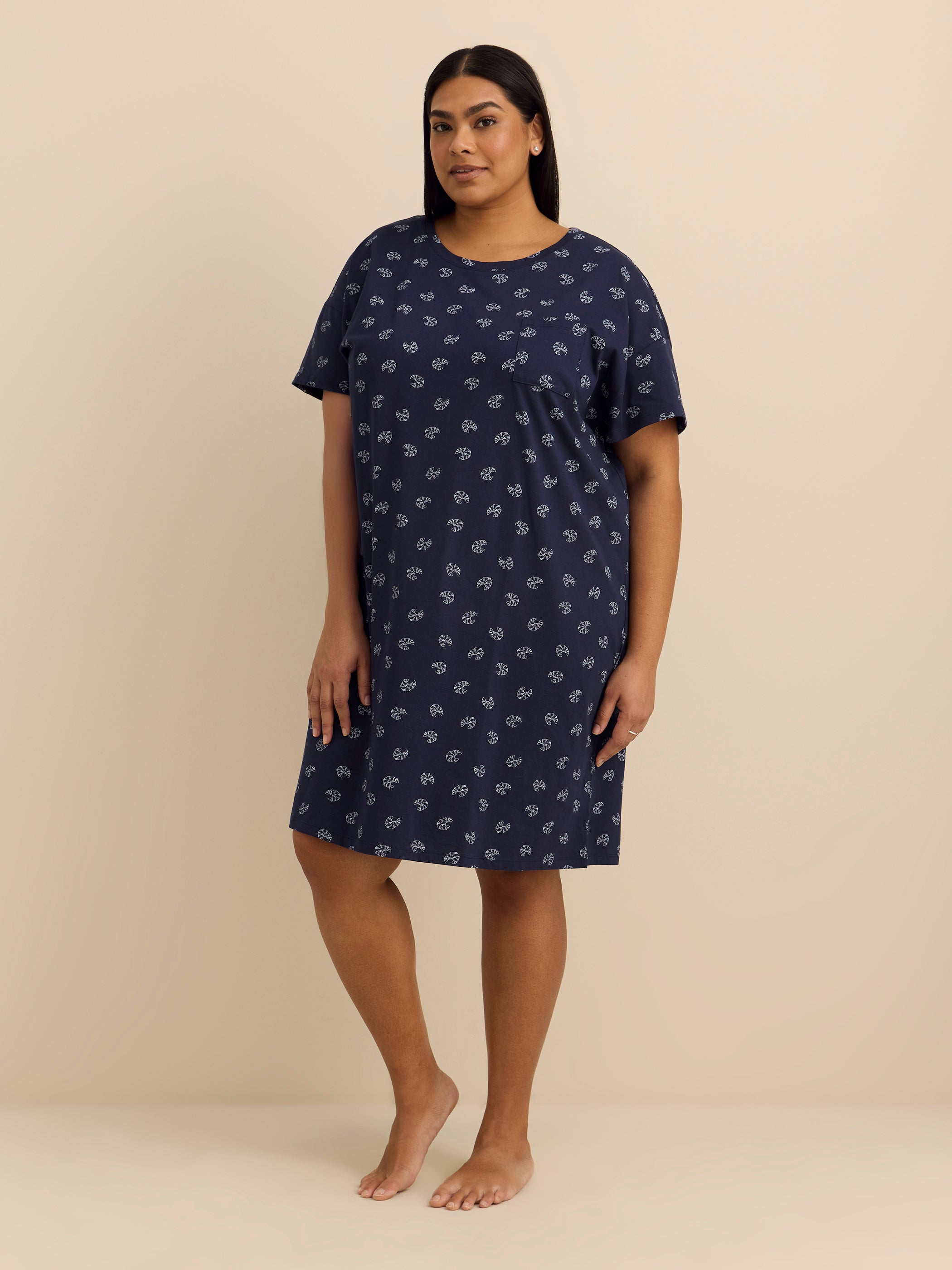 Robe de nuit à manches courtes imprimée - ti Voglio