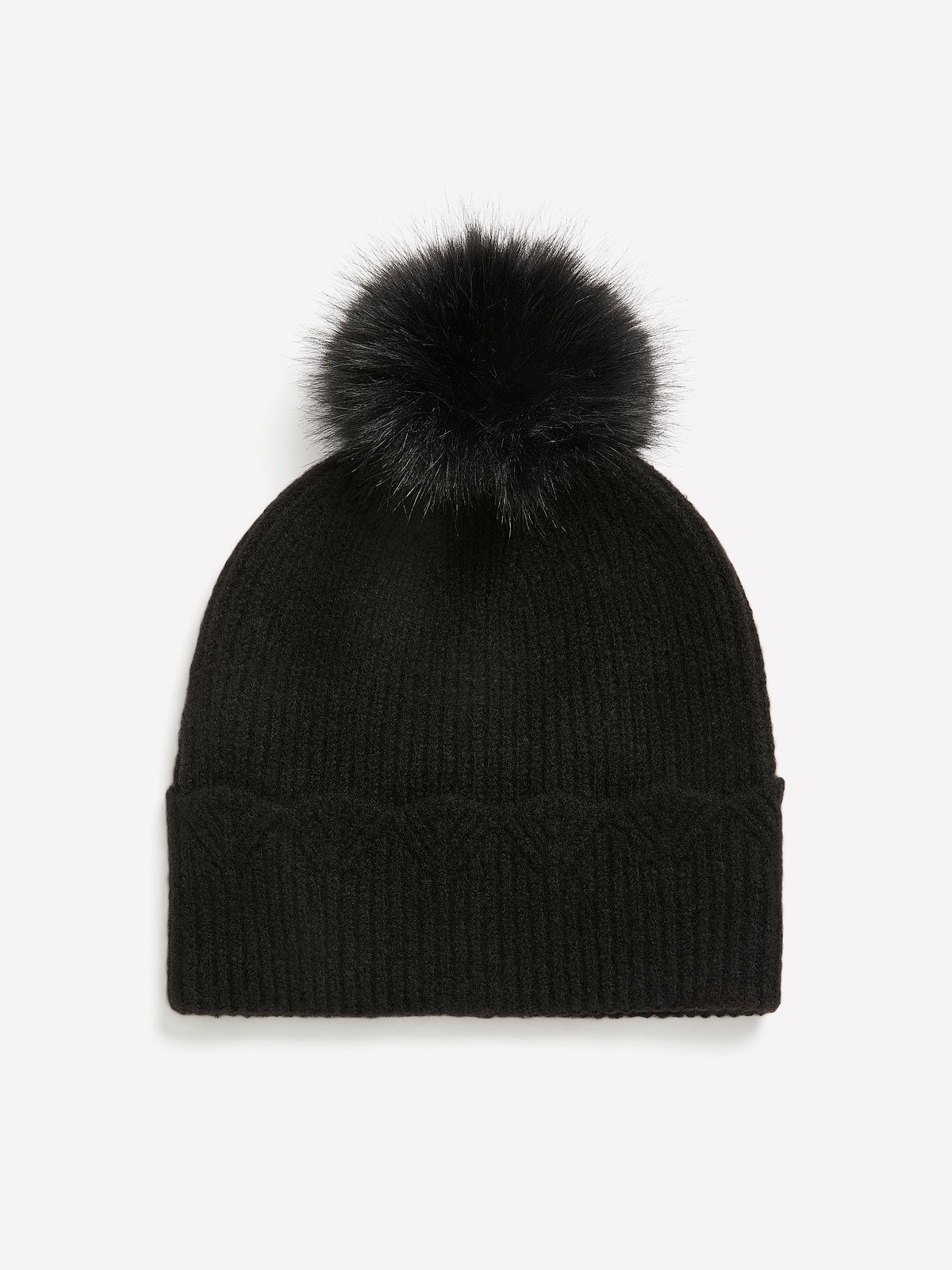 Scalloped Knit Beanie with Pompom