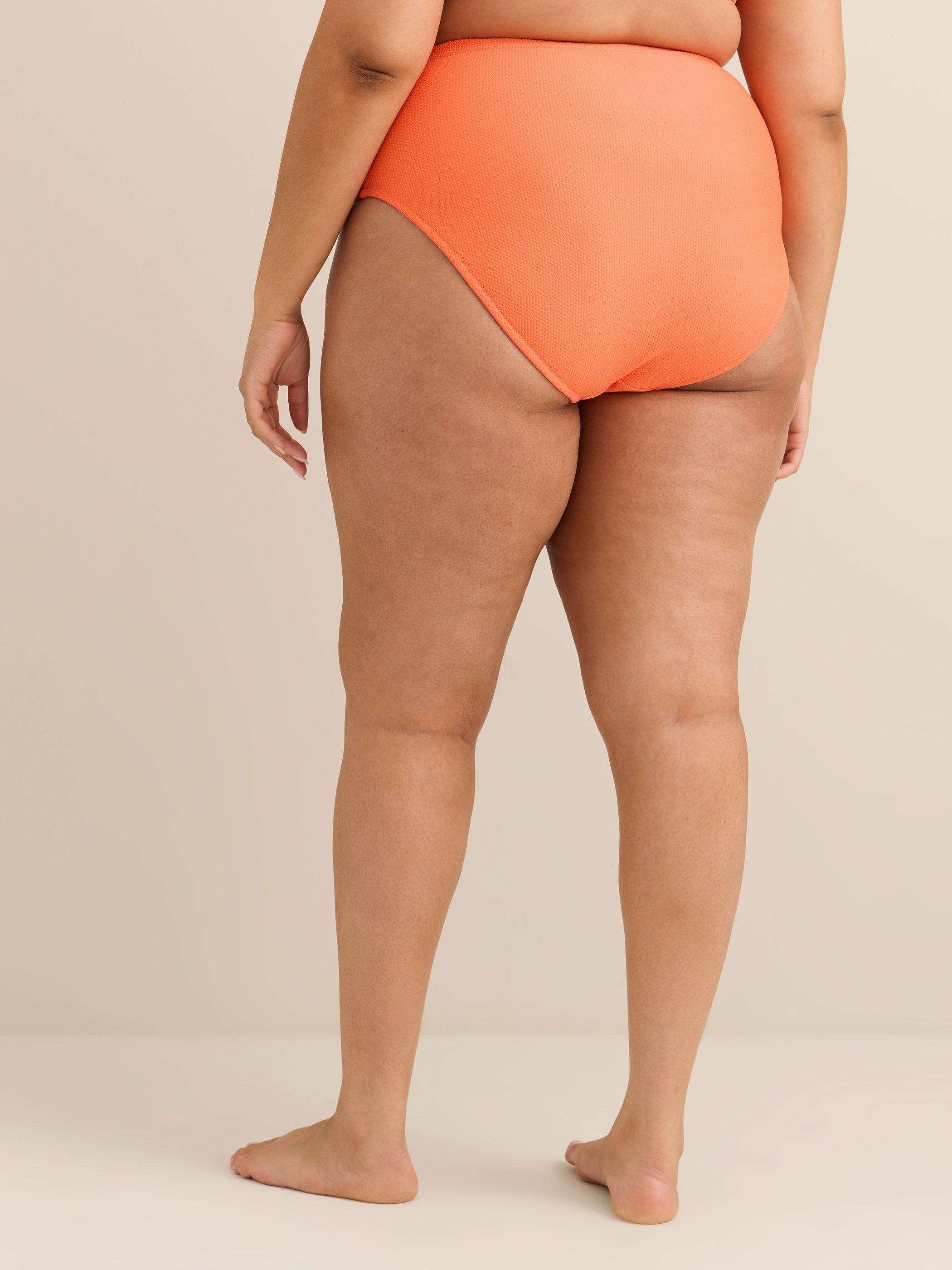 Pink Honeycomb-Textured High-Waisted Swim Brief