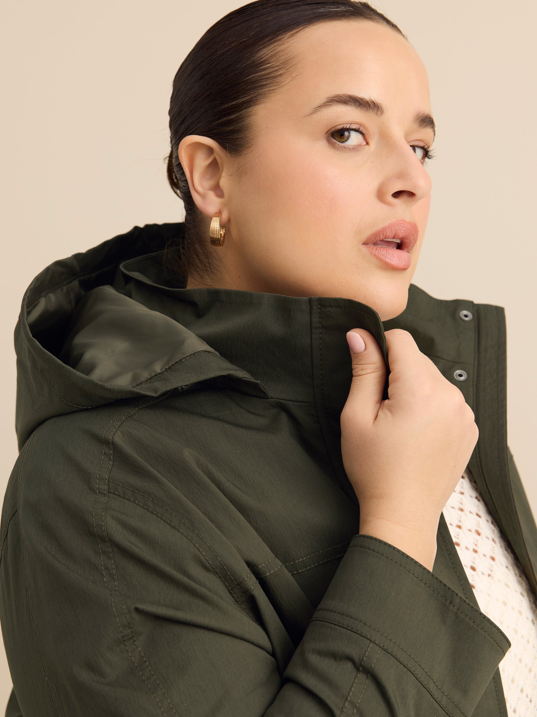 Manteau imperméable froissé long