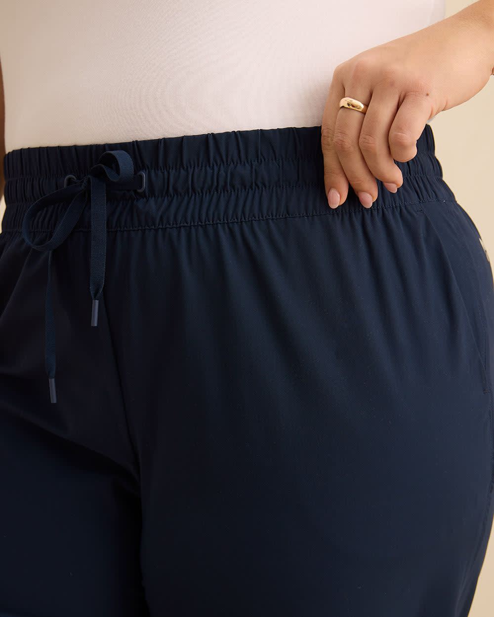 Pantalon capri extensible bimatière