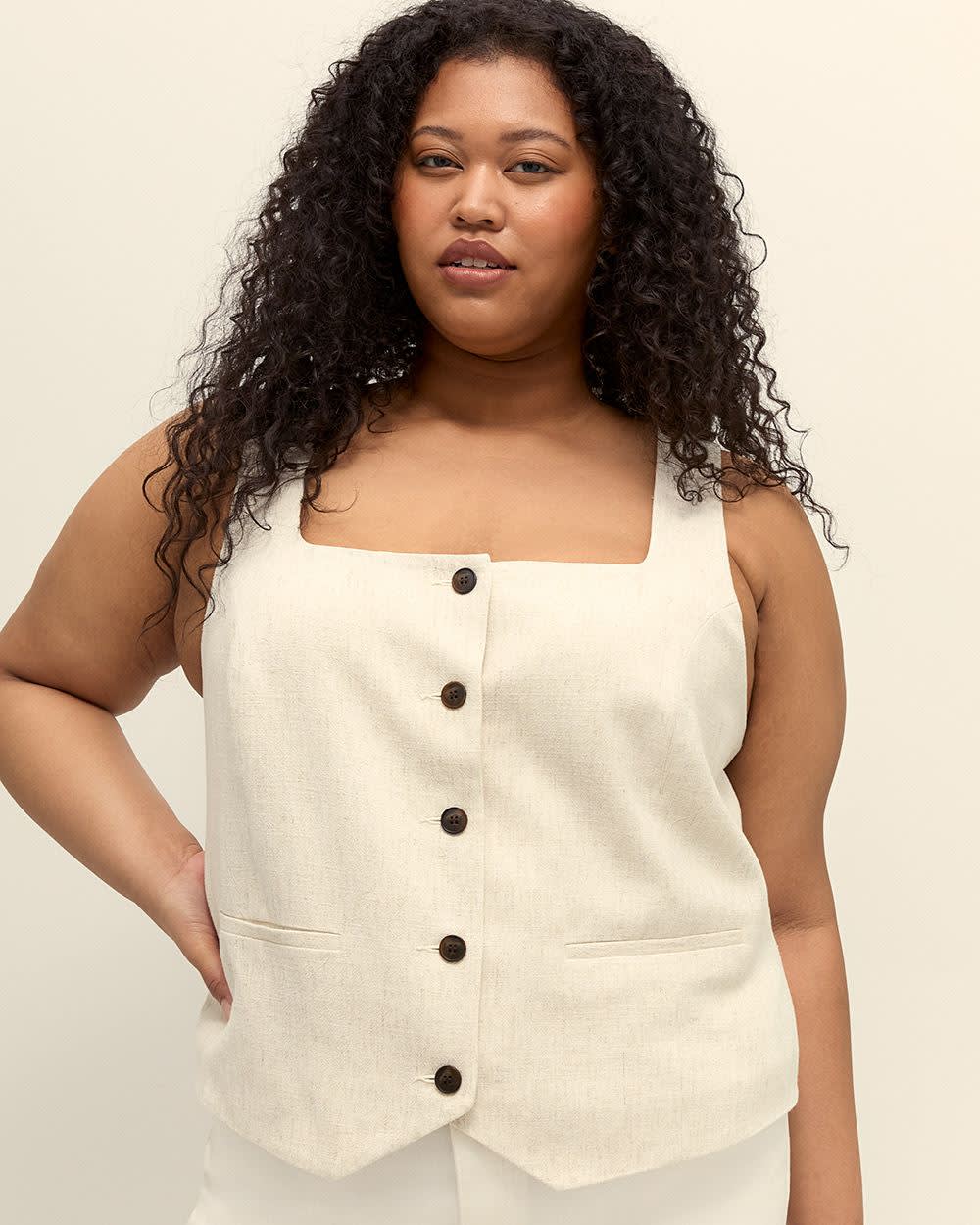 Veste sans manches ajustée à  encolure carrée