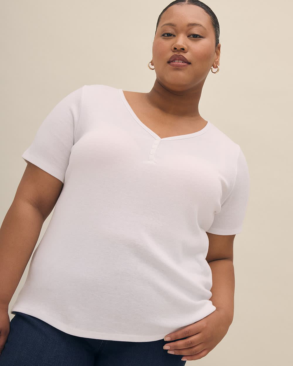 T-shirt côtelé, coupe girlfriend - Essentiels PENN.