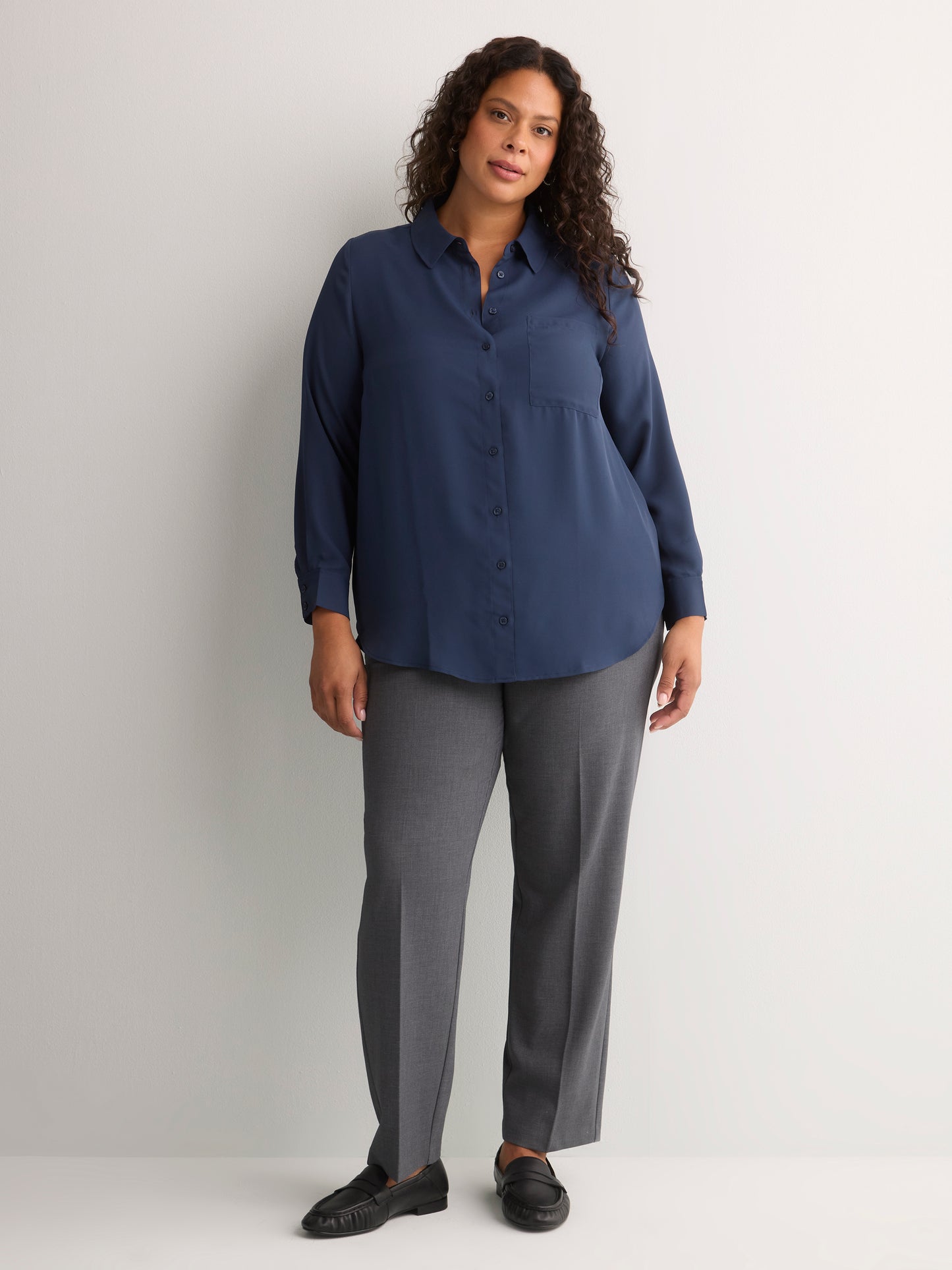 Responsible, Silky Buttoned Down Tunic Shirt