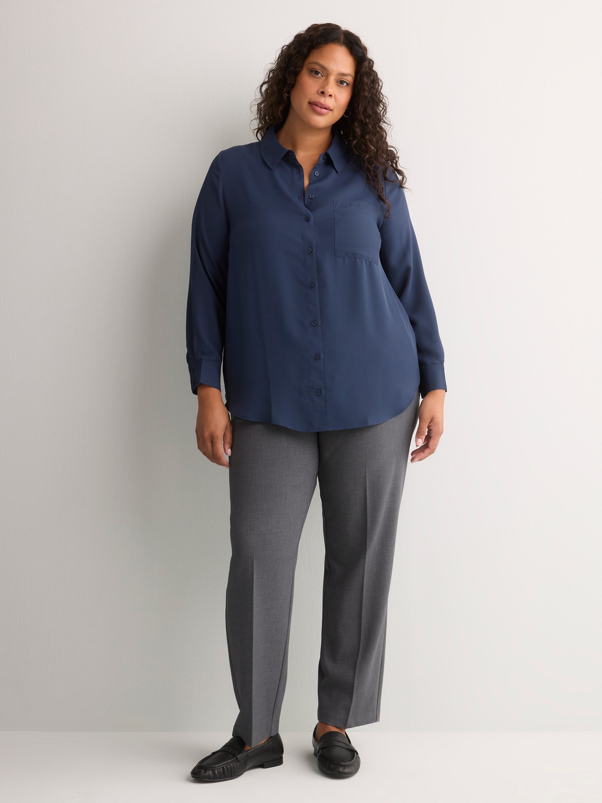 Responsible, Silky Buttoned Down Tunic Shirt