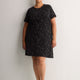 Black Cotton Short-Sleeve Sleepshirt with Night Sky Cat Print - tiVOGLIO