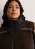 Brown Puffer Neck Cape with Belt and Zipper