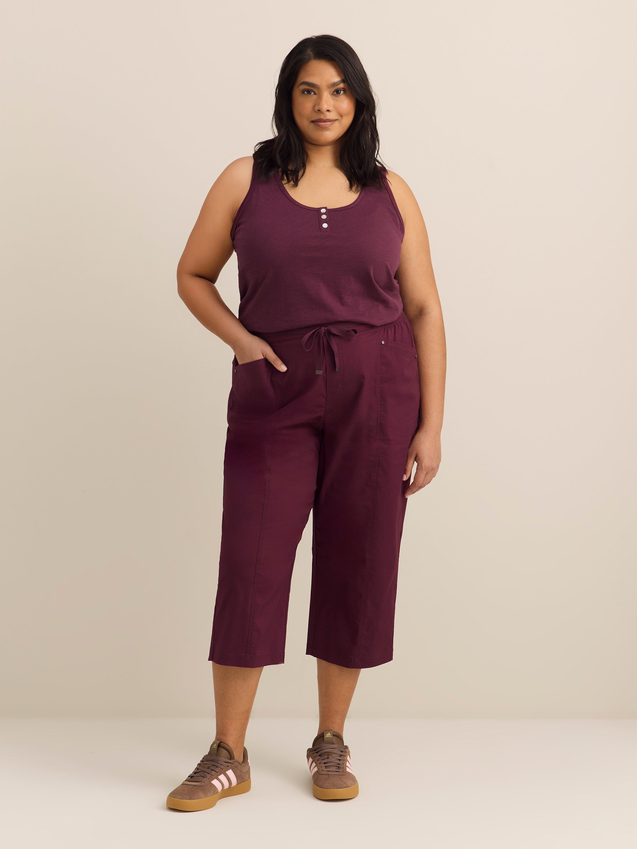 Solid Capri with Adjustable Waistband