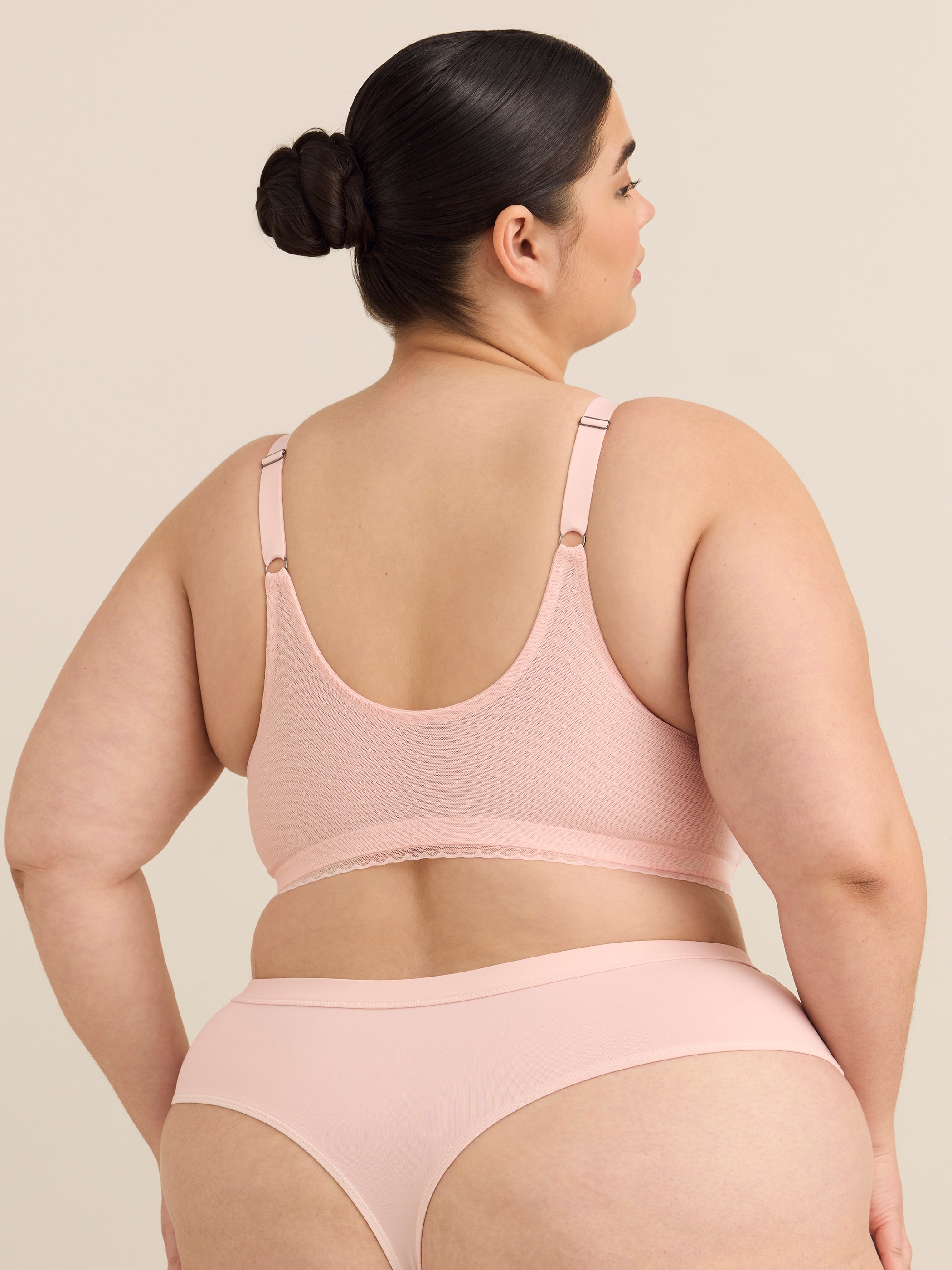 Padded Underwire Clip Dot Mesh Plunge Bra with Magnetic Front Closure - Déesse Collection