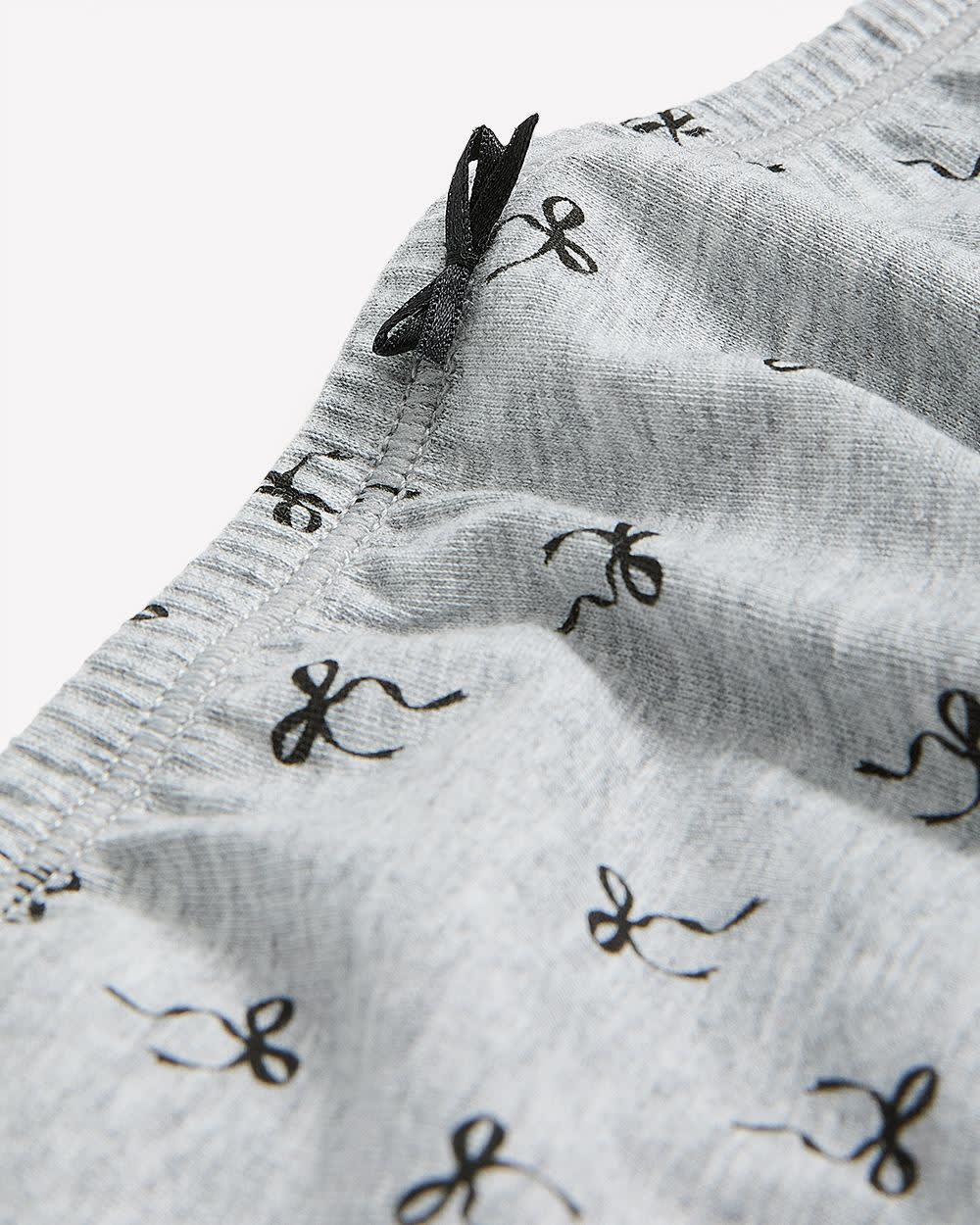 High-Cut Heather Grey Cotton Brief with Bow Print - ti Voglio