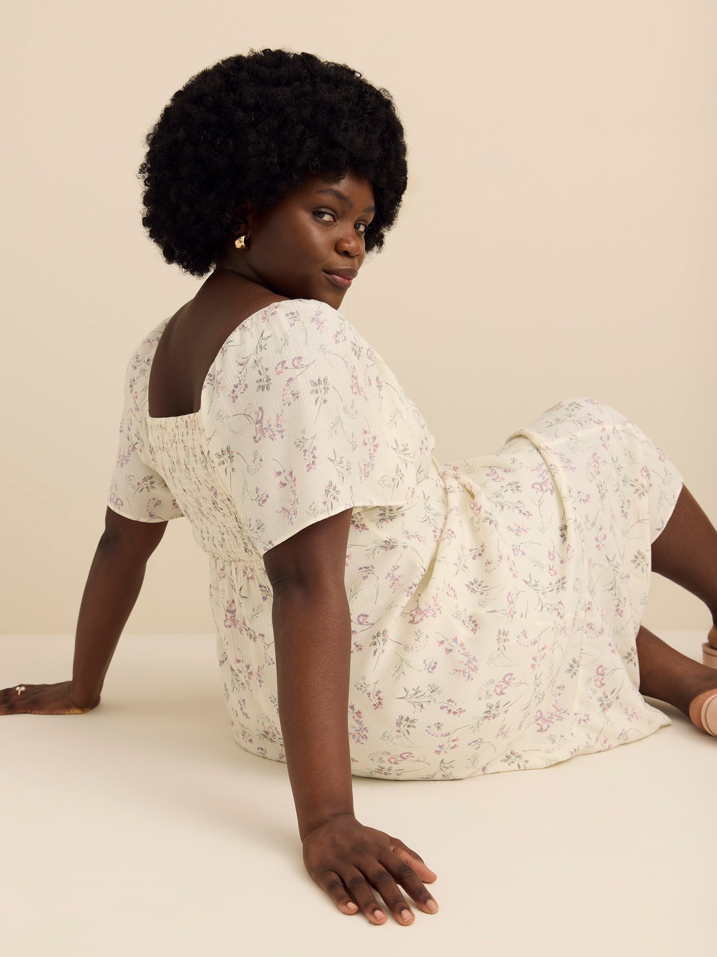 Sweetheart Neckline Midi Dress with Short Flutter Sleeves - Addition Elle