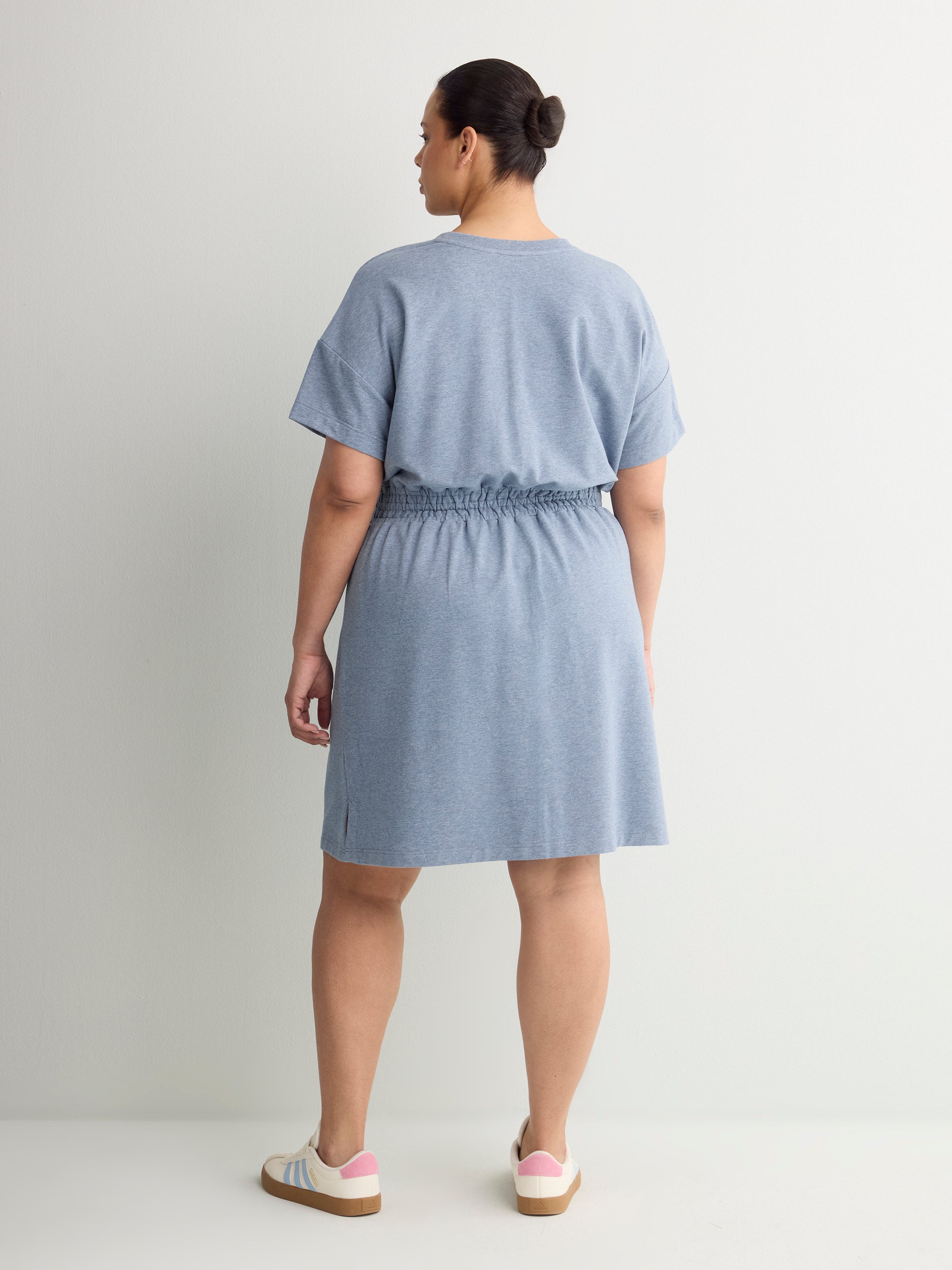 Short-Sleeve French Terry Dress with Elastic Waist - Active Zone
