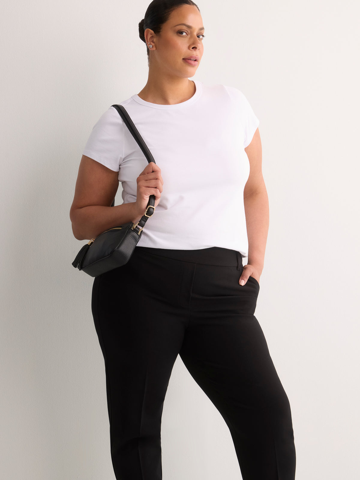 Petite, Black Slim-Leg Savvy II Pull-On Pant