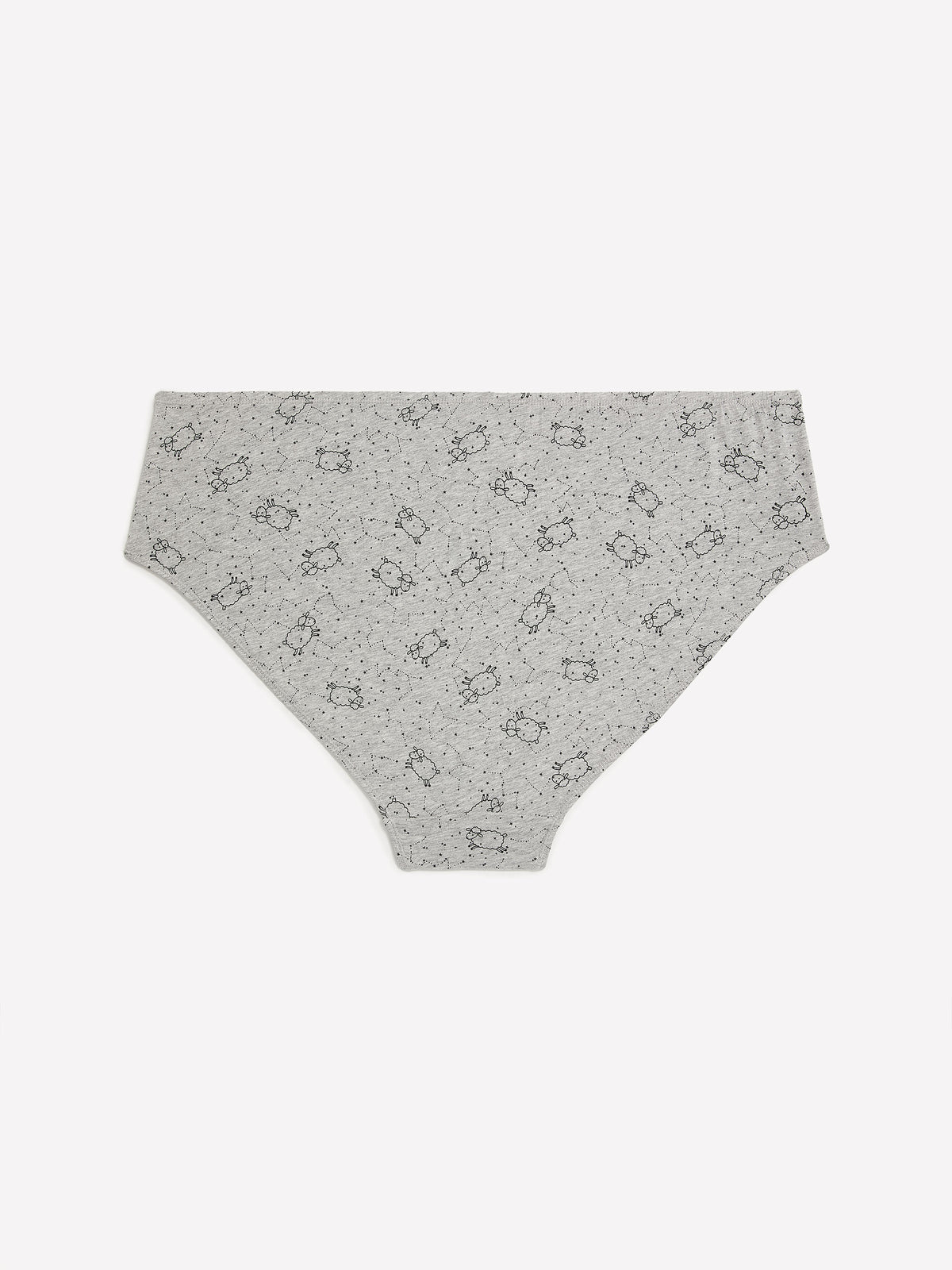 Heather Grey Sheep-Print High-Cut Cotton Brief - tiVOGLIO