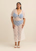 Long Crochet Knit Cover-Up Dress with Keyhole V-Neck - Cover Me