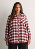 Plaid Flannel Tunic Buttoned-Down Shirt