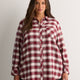 Plaid Flannel Tunic Buttoned-Down Shirt