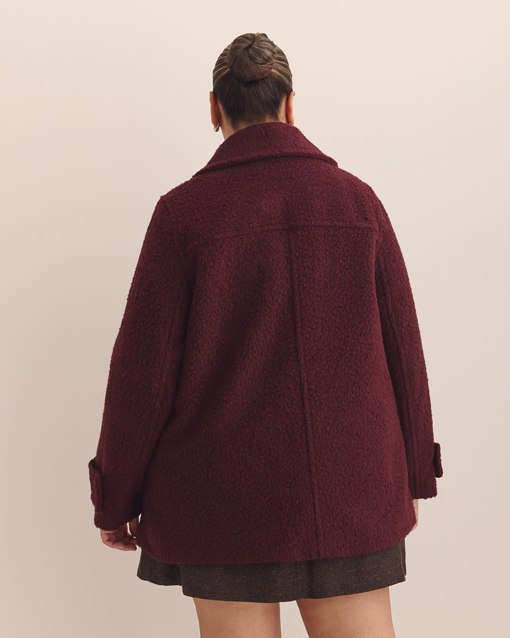 Penningtons Women's Knit Peacoat – Bouclé, Double Breasted, Lined