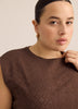 Sleeveless Eyelet Knit Top with Shirred Sides