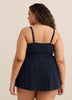 Navy Blue Eyelet-Textured Front-Tie Swim Dress