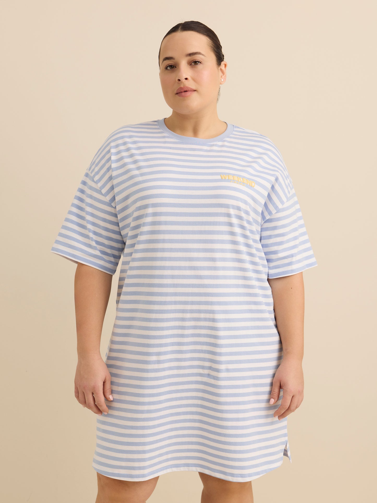 Robe de nuit à rayures et manches courtes - ti Voglio