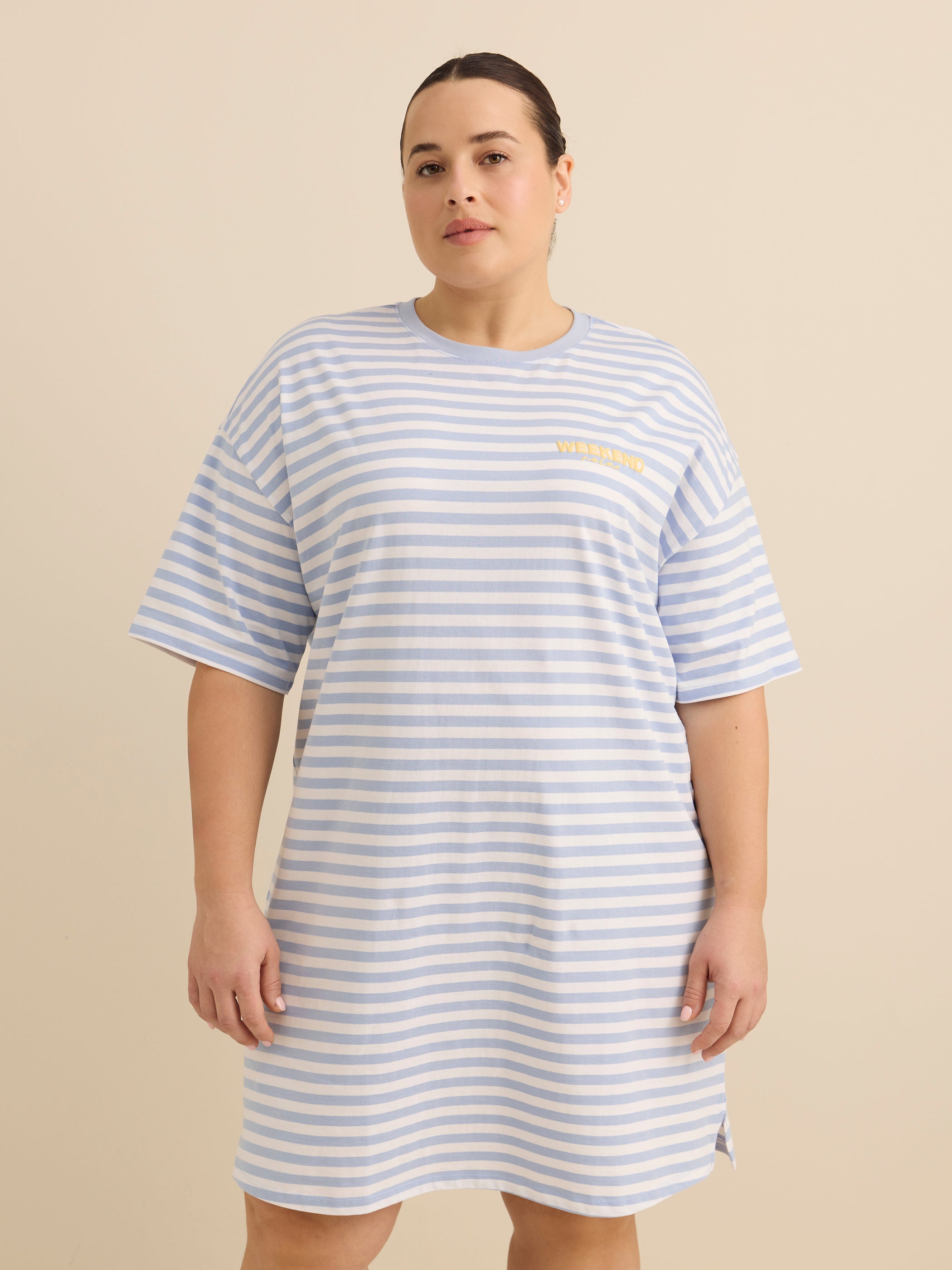 Robe de nuit à rayures et manches courtes - ti Voglio