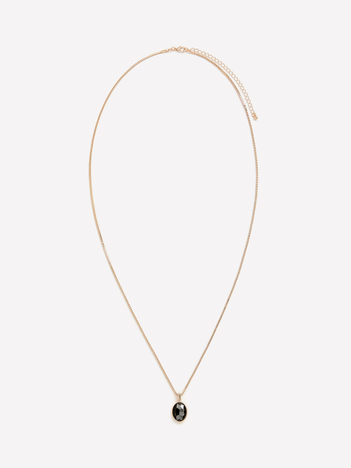 Long Golden Necklace with Shiny Stone Pendant