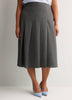 Grey Pleated Pull-On Midi Skirt
