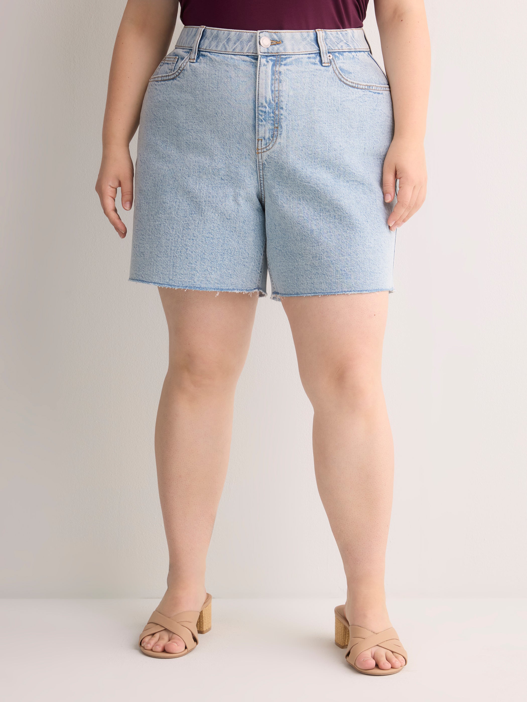 Curvy-Fit High-Rise Denim Shorts