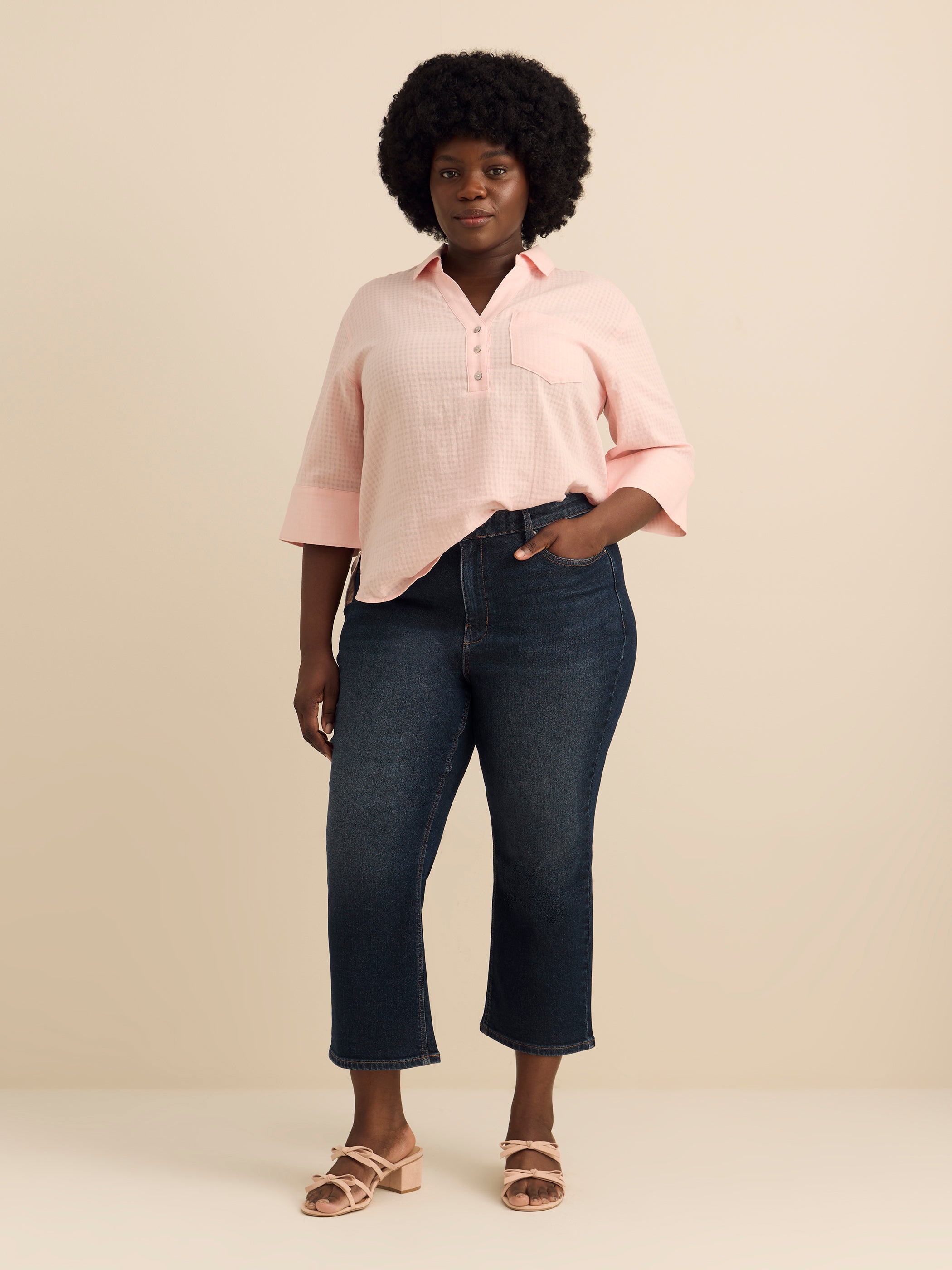Addition Elle relaxed loose cotton blouse plus size women's tops