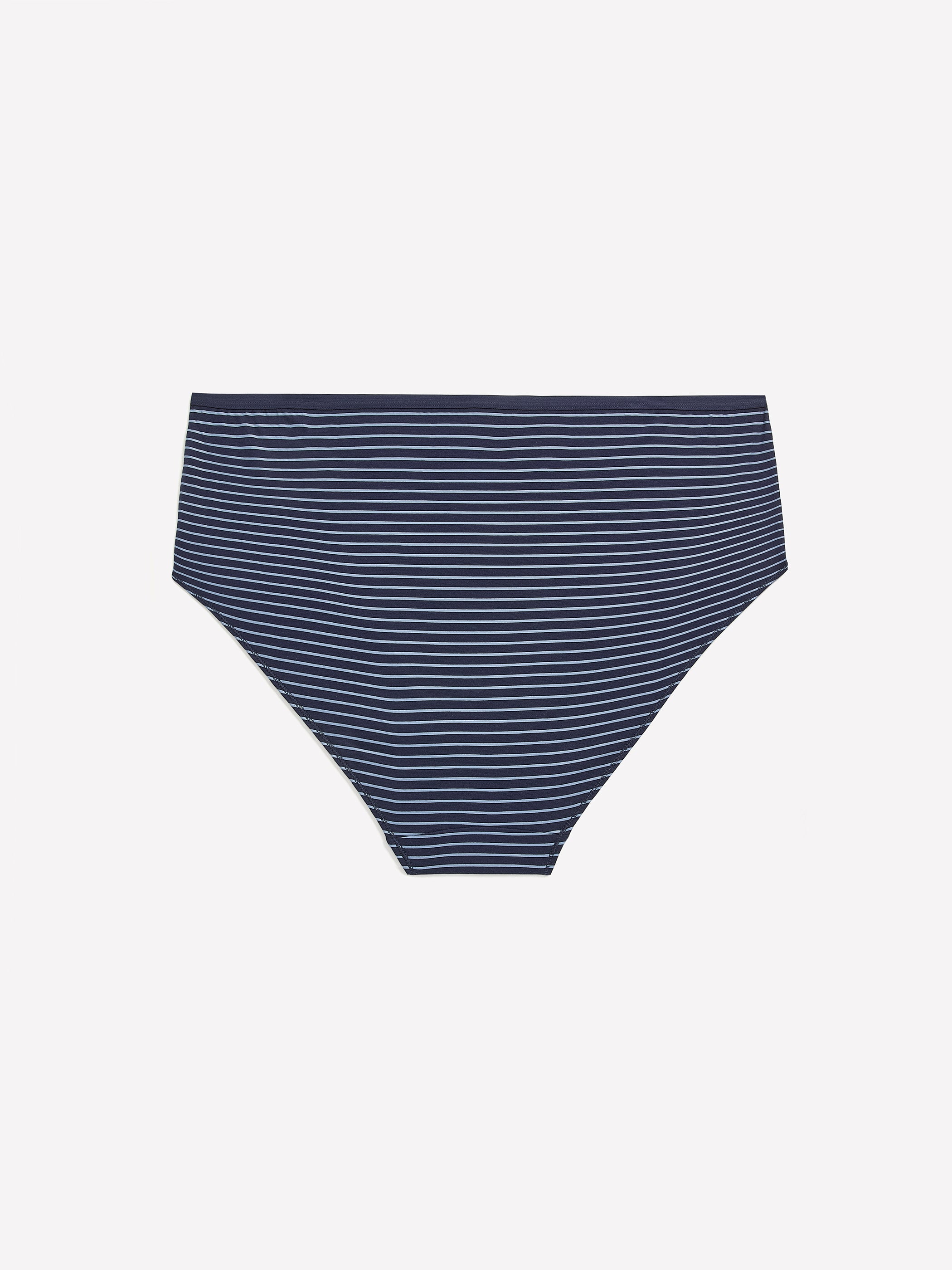 Navy Blue High-Cut Cotton Brief with Stripes - tiVOGLIO