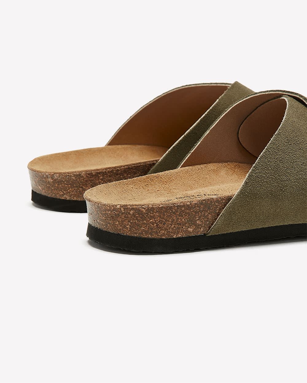 Sandale kaki Barca à enfiler à large bande avec boucle, pied large - Plakton