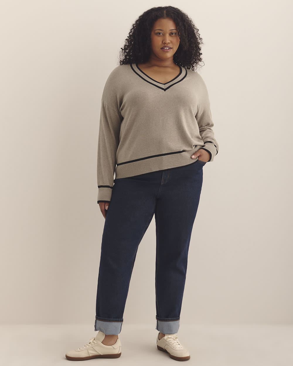 Responsible, Cotton-Blend Long-Sleeve V-Neck Sweater