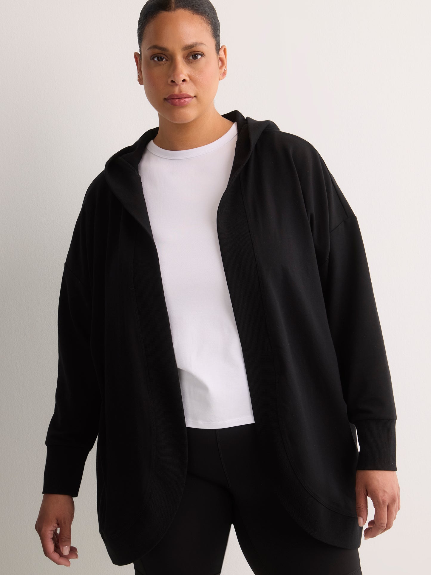 French Terry Hooded Open Cardigan - Active Zone