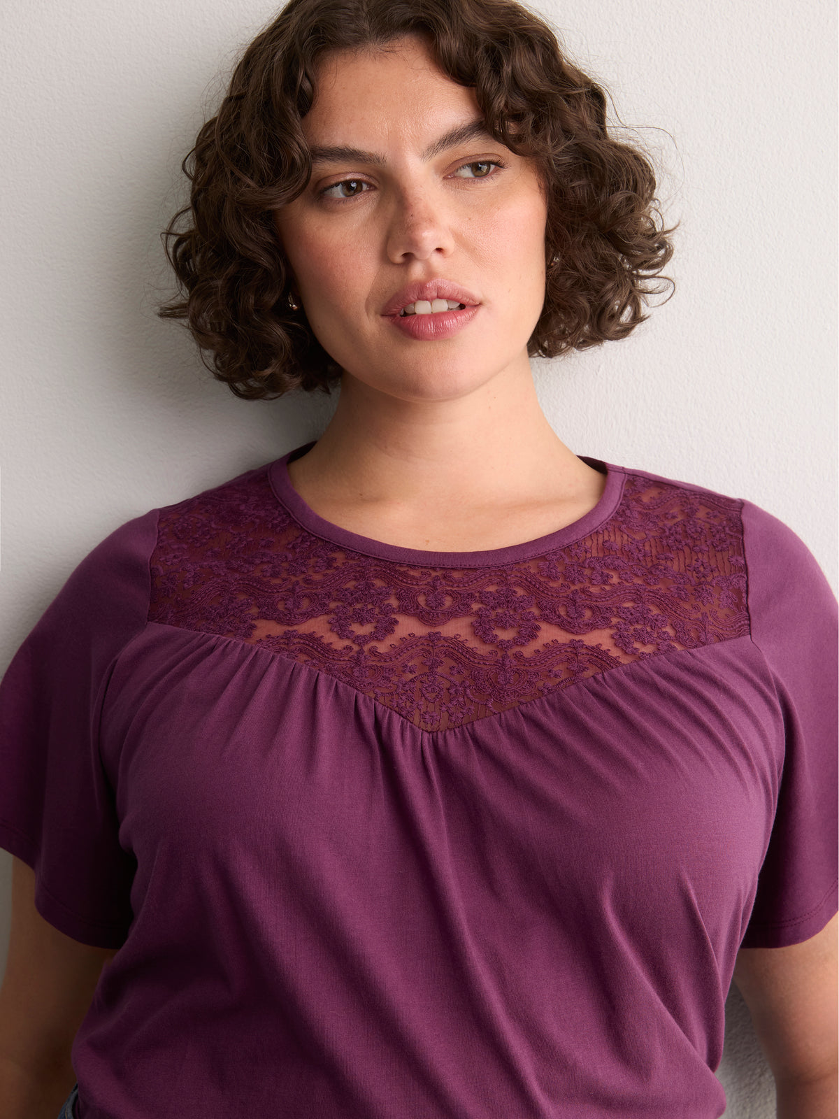 Slight Swing Top with Embroidered Yoke