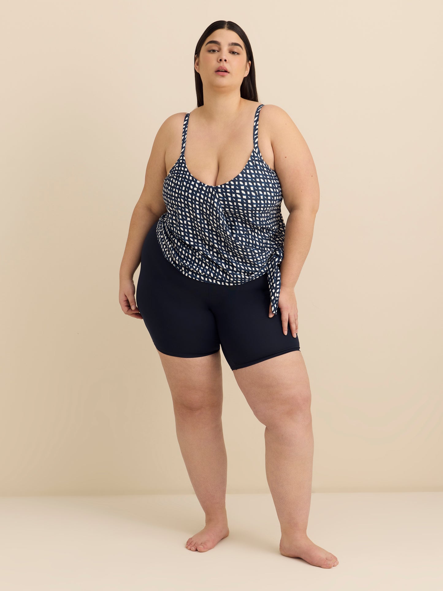 Printed Tankini with Side Tie Detail