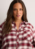 Plaid Flannel Tunic Buttoned-Down Shirt