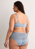 Blue T-Cup Unlined Underwire Lace Bra - Déesse Collection