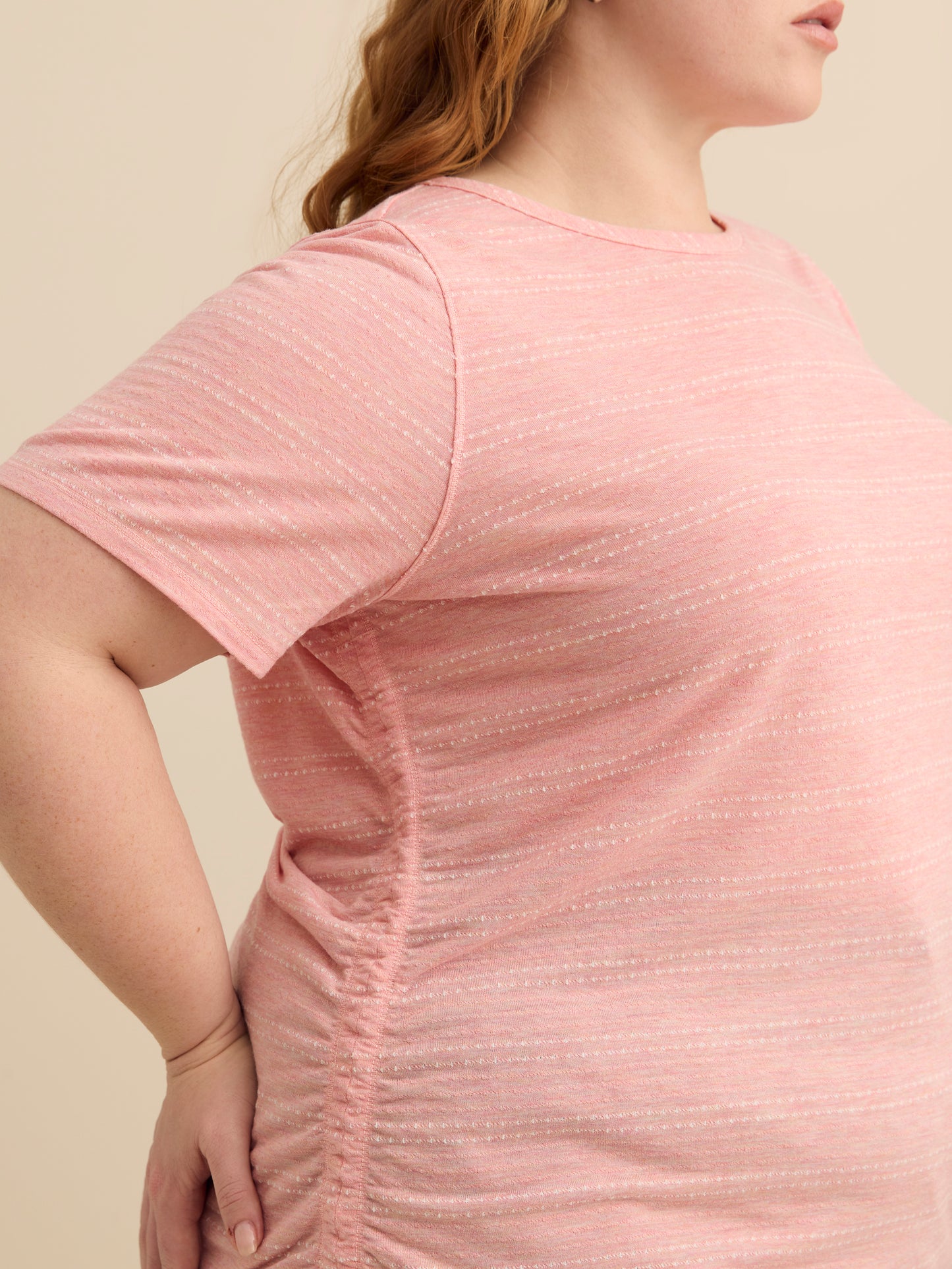 Crew-Neck T-Shirt with Side Sherring Detail - Active Zone