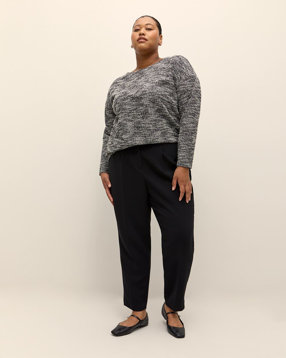 Petite, Black Tapered-Leg City Pant