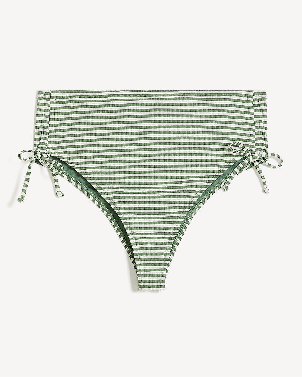 Mid-Rise Cheeky Ribbed Swim Brief with Side Ties