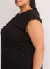 Crew-Neck Extended-Sleeve Knit Dress with Side Shirring