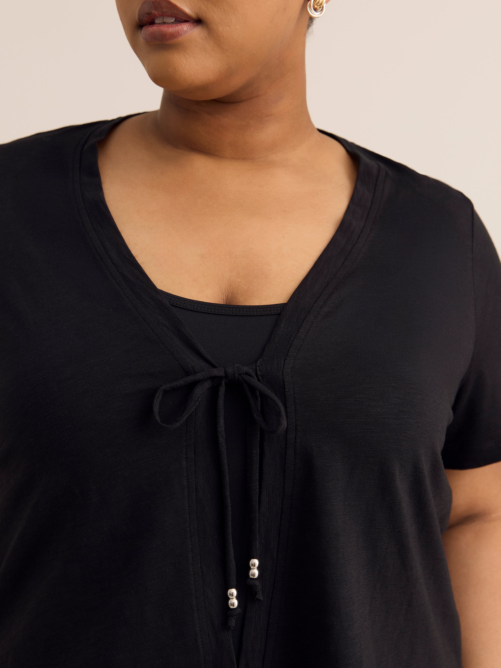 Tie-Front Short-Sleeve Cardigan