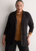 Black Single-Breasted Tailored Knit Blazer