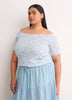 Off-Shoulder Ribbed Knit Fitted Top