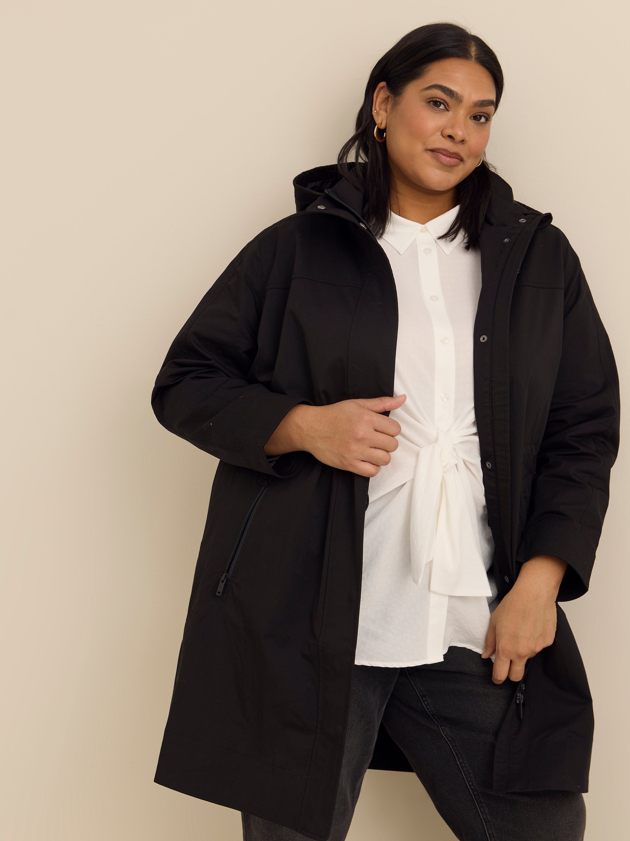 Manteau imperméable froissé long